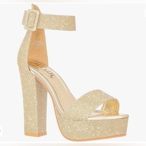 ILLUDE Women’s Gold High Heel Platform